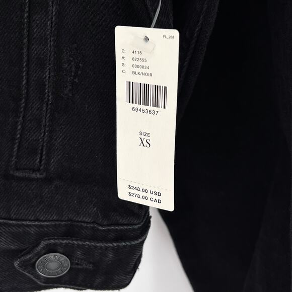 AGOLDE NWT Shrunken Charli Black Denim Jacket Women’s Size XS Raw Hem Cropped - Picture 4 of 6